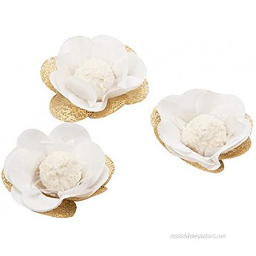 Truffilio Handmade Fabric Truffle Wrappers Truffle Liners Truffle Cups for Baby Shower Bridal Shower Birthday Party Wedding Pack of 20 Camellia White & Gold