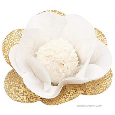 Truffilio Handmade Fabric Truffle Wrappers Truffle Liners Truffle Cups for Baby Shower Bridal Shower Birthday Party Wedding Pack of 20 Camellia White & Gold