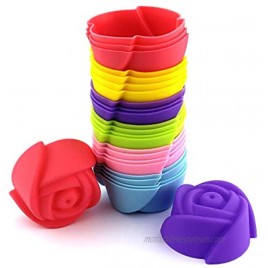 Warmparty Mini Rose Silicone Cupcake Liners Pack of 24 Reusable Baking Cups Muffin Pan Molds 2 inch