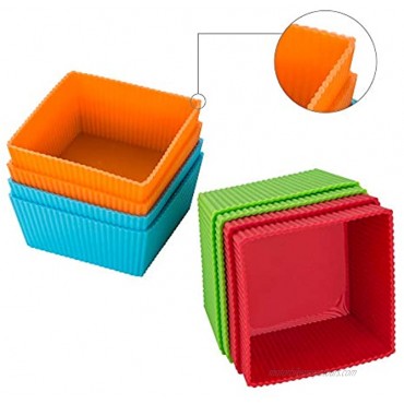 Webake 3.5 Inch Jumbo Baking Cups Reusable Silicone Square Cupcake Liners Non-stick Muffin Brownie Cake Mold Pack of 8