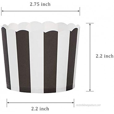 Webake Nonstick Paper Baking Cups for Popcorn Cupcake 6oz Cupcake Bath Bomb Muffin Case Set of 25 Black Stripe for Halloween Party Decorations