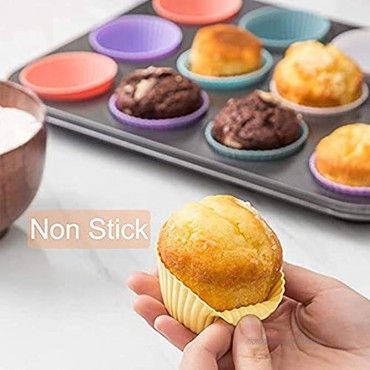 XYMYNB 32 Pack Cute Silicone Baking Cups Fancy Reusable Cupcake Liners 2.75 inch Muffin NonStick Cake Cups Set Cupcake Holder 8 Rainbow Colors