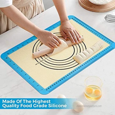 [2 Pack] Aiyola Silicone Baking Mat Set,Non Stick Macaron Baking Mats Pastry Mat with Measurement,12 Pack Piping Tip,2-Pack Reusable Piping Bag 1 Snap Band Included for DIY 16.5x11.6