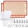 [2 Pack] Silicone Macaron Baking Mat Half Sheet with 6 Piping Tips,6 Cookie Molds,10 Piping Bags and 1 Coupler Non-Stick Heat Resistant Cooking Bakeware Set 16.5 x 11.6