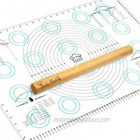 Bake Buddy Non-Stick Silicone Baking Mats Large Mat Size 17x 26 Inches Baking Set Includes Silicone Mat and Wooden Rolling Pin