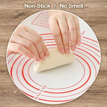 Baking Mat for Rolling Out Dough DIGIROOT Thickening Food Grade Silicone Pastry Mat with Wooden Rolling Pin & Dough Scrapers Measurement Fondant Mat Dough Rolling Mat Pie Mat16x24x0.6mmTHK