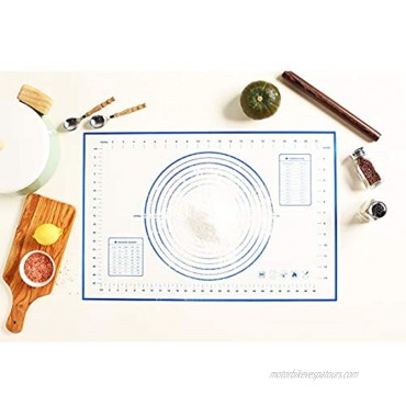 EasyOh Silicone Pastry Mat 100% Non-Slip with Measurement Counter Mat Dough Rolling Mat Pie Crust Mat 16 x 24 Inches Blue