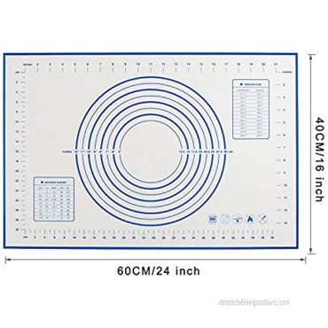 EasyOh Silicone Pastry Mat 100% Non-Slip with Measurement Counter Mat Dough Rolling Mat Pie Crust Mat 16 x 24 Inches Blue