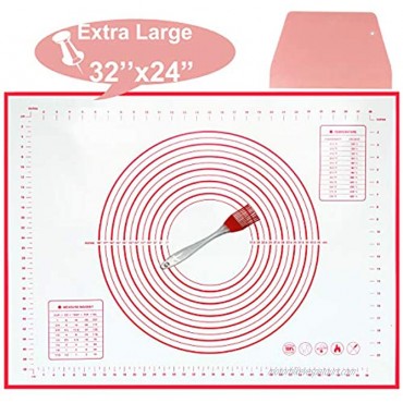 Extra Large Silicone Baking Mat 32 By 24 Non-slip Premium Pastry Mat Non Stick Extra Thick Mat with Measurement Counter Mat Dough Rolling Mat