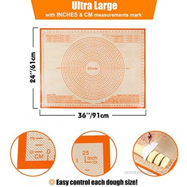Extra Large Silicone Pastry Mat Nonstick Dough Mat with Measurements 24'' By 36'' Perfect for Bread Kneading Mat Dough Rolling Mat Fondant Mat Pie Crust Mat Cake Cookies Pizza Mat
