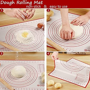 Jandays Silicone Pastry Mat for Rolling Dough Large Fondant Sheet Non Slip with Measurements Counter Mat Oven Liner Pie Crust Mat Extra Thick Baking Supplies Non Stick16 x 20 Red