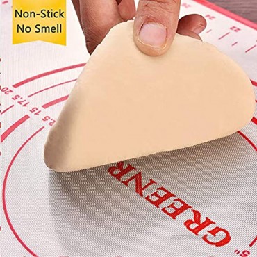 Large Silicone Pastry Mat Extra Thick Non Stick Baking Mat with Measurement Fondant Mat Counter Mat Dough Rolling Mat Oven Liner Pie Crust Mat L-16''W24''L Red