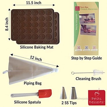 Macaron Baking Kit with Silicone Baking Mats | Macaroon Kit 8 PCS with BAKING GUIDE TIPS & TRICKS | Non Stick & Reusable | Macaron Mats with Ridged Circles for Easy Piping | Macaroon Baking Supplies