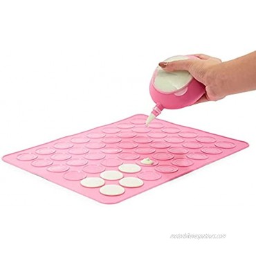 Macaron Baking Tray Set with Silicone Mat Piping Pot Nozzles Pink 7 Pieces