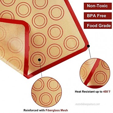 Mepple Silicone Baking Mat 2 Pack Non-Stick Cookie Sheets Professional Grade Silicone Pastry Mat Baking Sheets for Oven Alternative to Parchment Paper 16.5 x 11-5 8 Red