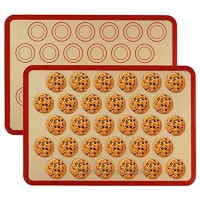 Mepple Silicone Baking Mat 2 Pack Non-Stick Cookie Sheets Professional Grade Silicone Pastry Mat Baking Sheets for Oven Alternative to Parchment Paper 16.5 x 11-5 8 Red