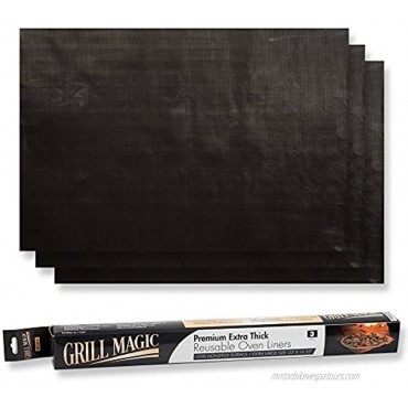 Non-Stick Heavy Duty Oven Liners3-Piece Set-Thick,Heat Resistant Fiberglass Mat-Easy to Clean-Reduce Spills Stuck Foods and Clean Up-Kitchen Friendly Cooking Accessory by Grill Magic