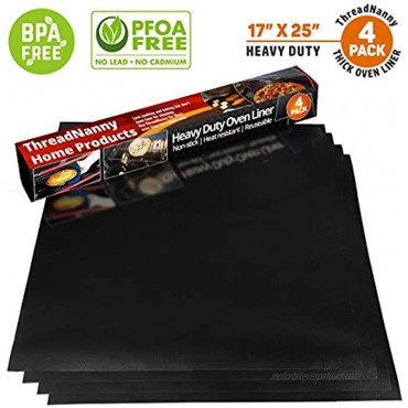 Oven Liners for Bottom of Electric Gas Oven Reusable 4 Pack Large Heavy Duty Nonstick teflon Oven Mat 17x 25- Oven Floor Protector Liner easy to clean-reduce spills stuck foods and clean up