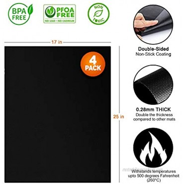 Oven Liners for Bottom of Electric Gas Oven Reusable 4 Pack Large Heavy Duty Nonstick teflon Oven Mat 17x 25- Oven Floor Protector Liner easy to clean-reduce spills stuck foods and clean up