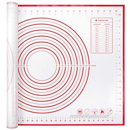 Pastry Mat Kmeivol 20 x 28 Inches Extra Large Silicone Baking Mats Non-slip Baking Mat with Measurement Non Stick Silicone Baking Mat for Rolling Dough Counter Mat Oven Liner Pie Crust Mat Red