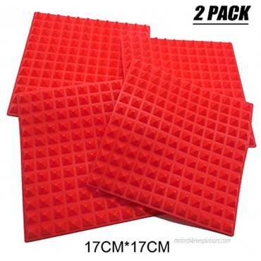 Silicone Baking Mat Cooking Pan 6.7x6.7 2 Pack Non-Stick Healthy Fat Reducing Sheet For Oven Grilling BBQ2 Pack-Red Small
