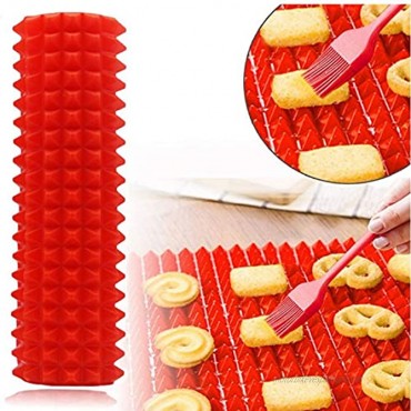 Silicone Baking Mat Cooking Pan 6.7x6.7 2 Pack Non-Stick Healthy Fat Reducing Sheet For Oven Grilling BBQ2 Pack-Red Small