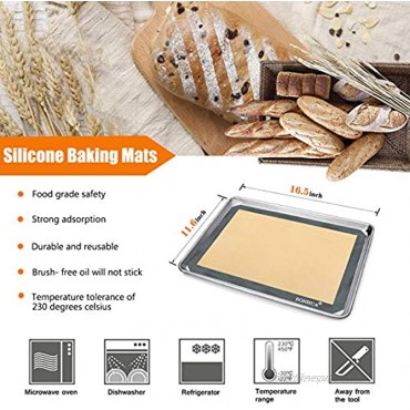Silicone Baking Mat Sheet Set of 2- Reusable Baking Mat Nonstick Half Sheet Baking Mat For Oven Size 16.5 x 11.6 Grey