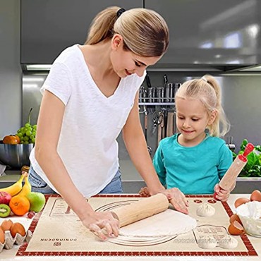 Silicone Baking Mat,26 x 16 Extra Thick Large Non Stick Sheet Mat with Measurement Non-slip Dough Rolling Mat,Reusable Food Grade Silicone Counter Mat for Making Cookies,Macarons,Bread and Pastry
