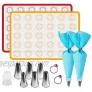 Silicone Baking Mats Kit Baking Set of 2 Half Sheet Silicone Baking Mats 6 Piping Tip 2 Piping Bag and 2 Bag Tie Reusable Nonstick Liners for Baking Pans and Cookie Sheets16x11.8