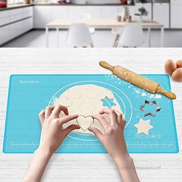 Silicone Baking Mats Non-Stick Pastry Mat ，Thickened edge design pastry pad23.6''x15.7'' Transparent-blue