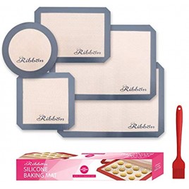 Silicone Baking Mats Set of 5- 2 Half Sheet Mat 1 Quarter Sheet Liner 1 Round &1 Square Cake Pan Mats Reusable Nonstick Food Safe Silicon Perfect for Macaron and Cookie Baking Mats for Oven