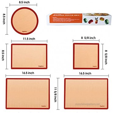 Silicone Baking Mats Set of 6-2 Half Sheets Mats + 2 Quarter Sheet Liner + 1 Round & 1 Square Cake Pan Mat 100% Nonstick Reusable Silicone Mat- Bake Pastry for Cookie and Macaron