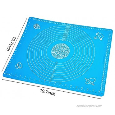 Silicone Baking Pastry Mat for Rolling Dough with Measurements 19.7 x 15.7Heat Resistant Non Stick and Non Slip Reusable Fondant Cooking Mat for Make Pizza Cake Bread and Cookies