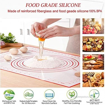 Teqifu Silicone Baking Mats Set Non Stick Food Grade Macaron Baking Mat Pastry Mat with Measurement for Rolling Dough Cookies Bread 12-Pack Piping Tip & 2-Pack Reusable Piping Bag Included