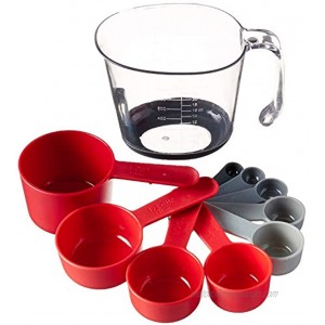 Tovolo Magnetic Nested System Cups & Spoons for Wet and Dry Ingredients Cup Baking Set Measuring Spoons & Cups for Cooking Dishwasher-Safe & BPA-Free Assorted Red Gray
