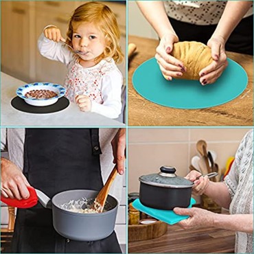 WIOR Silicone Microwave Mat 4 PCs Round Non-Stick Heat Resistant Baking Mat Set BPA-Free Multipurpose Turntable Oven Mat Hot Pad Pot Holder for Home Kitchen Restaurant Dining Table Trivet 12 Inch