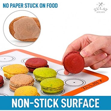 Zulay Set of 4 Silicone Baking Mat Macaron Silicone Baking Mats With Pre-printed Template Design Non Stick & Reusable Silicone Baking Sheet 2 Half Size + 2 Quarter Size Assorted