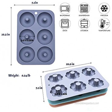 2 Packs Silicone Cupcake Mold,6 Cavity Non-Stick Donut Baking Pan By Plaifey for Kitchen dessert Jelly Pudding Chocolate Blue