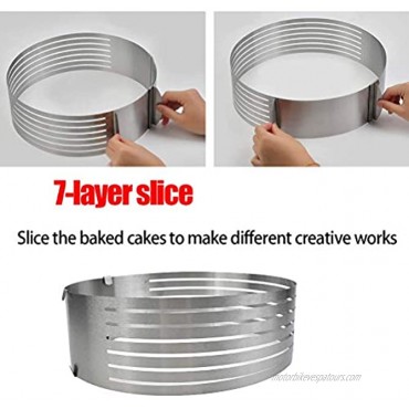 3 Pieces Cake Leveler Slicer Kit 7-Layer Stainless Steel Layer Cake Slicing Kit 9.7 to 11.7 inch Adjustable Ring for Cutting Layers Slicing and Leveling Cakes with Knife and Lifter