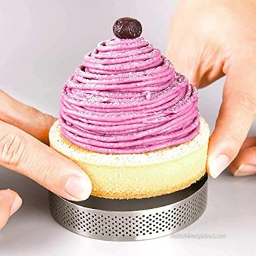 3pcs 3.15inch Stainless Steel Tart Ring Perforated Cake Mousse Ring Molds for Baking with Holes Heat-Resistant Cake Ring for Baking Puffy Cheese Mold Round