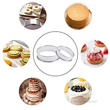 8 Pack 3.15 Inch Double Rolled Tart Rings Stainless Steel Round English Muffin Rings Professional Metal Crumpet Rings Mousse Cake Ring Molds for Home Food Baking Tool