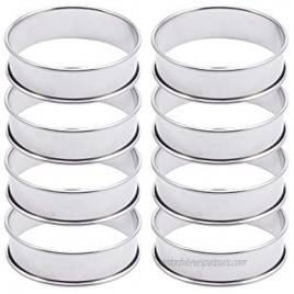 8 Pack 3.15 Inch Double Rolled Tart Rings Stainless Steel Round English Muffin Rings Professional Metal Crumpet Rings Mousse Cake Ring Molds for Home Food Baking Tool