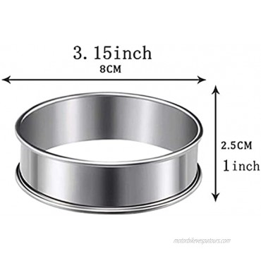 Baking Rings 6pcs English Muffins Rings,3.15inch Stainless Steel Crumpet Rings Molds,Double Rolled Tart Rings Mousse Ring Cake Mold for Home Food Baking Tools