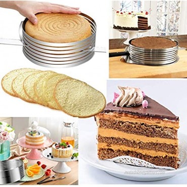 Cake Leveler Slicer Adjustable Round Cake Rings Cake cutter 7 Layer Stainless Steel Cake Slicing Accessories 9.8-12.2 inch