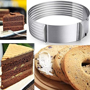 Cake Slicer Ring Cake Leveler Cake Slicer Adjustable Cake Rings Stainless Steel Adjustable 7 Layered Bread Cutter Ring 6-8 Inch Stainless Steel Round Bread Cake Slicer Cutter Mold Cake Tools