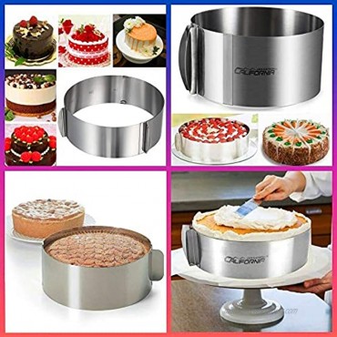 CALIFORNIA CADE ELECTRONIC Stainless Steel 6 to12 Inch Adjustable Cake Mousse Mould Cake Baking Cake Decor Mold Ring