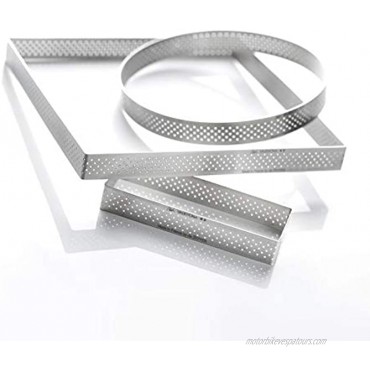 de Buyer Rectangular Perforated Valrhona Tart Ring Baking Supplies Stainless Steel Cake Ring Dishwasher Safe 11 x 4.3 0.8 Height