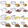 DOYOLLA 12pcs Perforated Stainless Steel Tart Ring Cake Mousse Ring Heat-Resistant Muffin Rings for DIY Home Cake & Pastry 4 Shape Round + Oval + Square + Fan