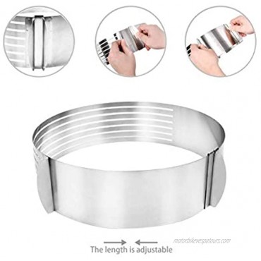 DS. DISTINCTIVE STYLE Cake Slicer Stainless Steel 7 Layers Cake Cutter Adjustable 9.5 Inches to 12 Inches Cake Ring Circular Baking Tool for Kitchen