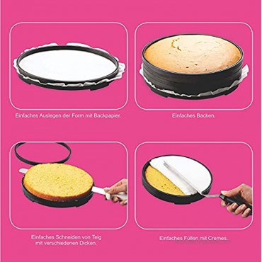 Formelo Cake Tins Kitchen Craft Kit. 3 in 1 Cake Leveller Cutter Mould. 5 Baking Rings 10.2-inch 26cm for Easy Layer Cutting. Make Perfect Thickness Cream Layer